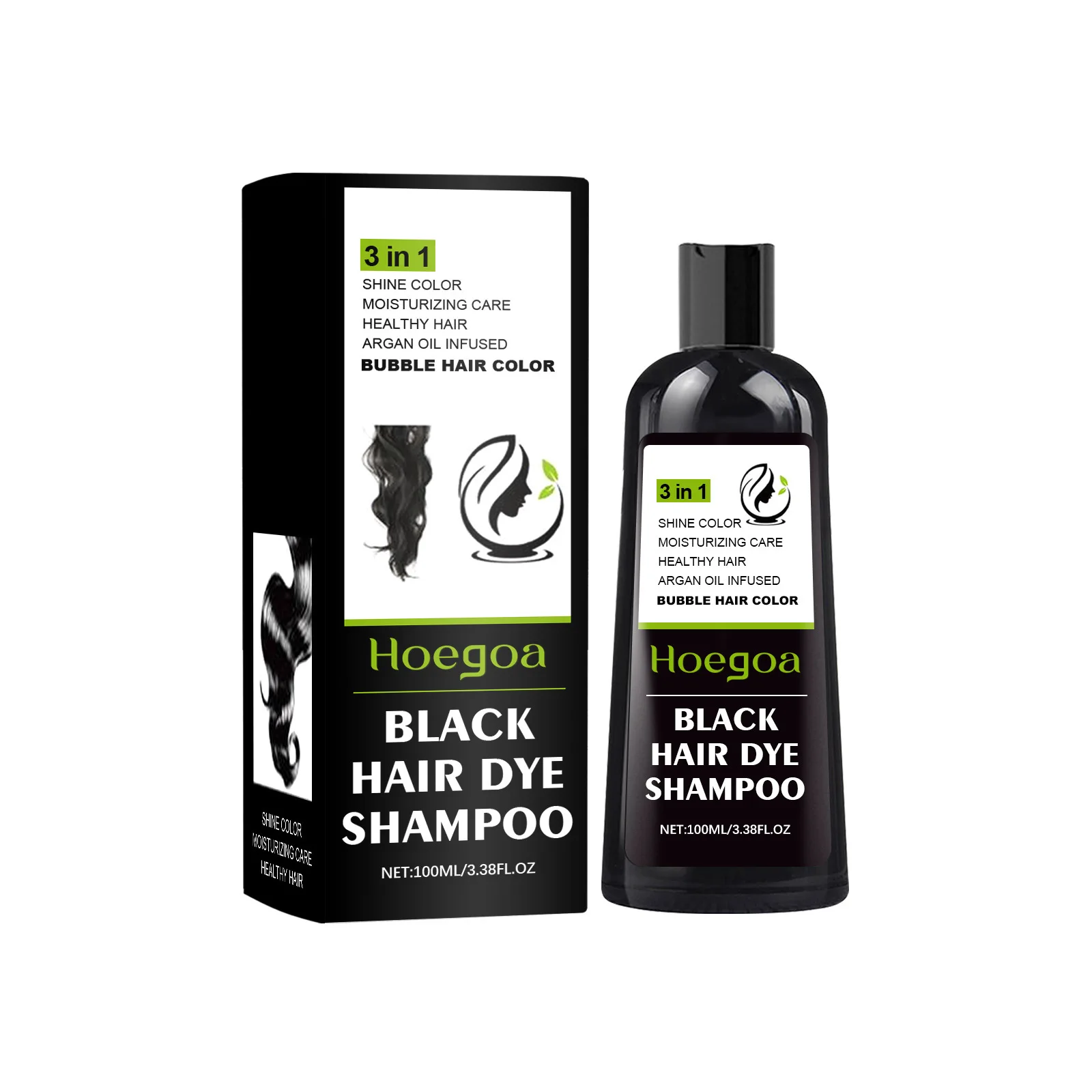 OEM Custom Professional Hair Dye Shampoo Oil Permanent Natural Hair Dye Color Black Hair Dye Shampoo 3 in 1
