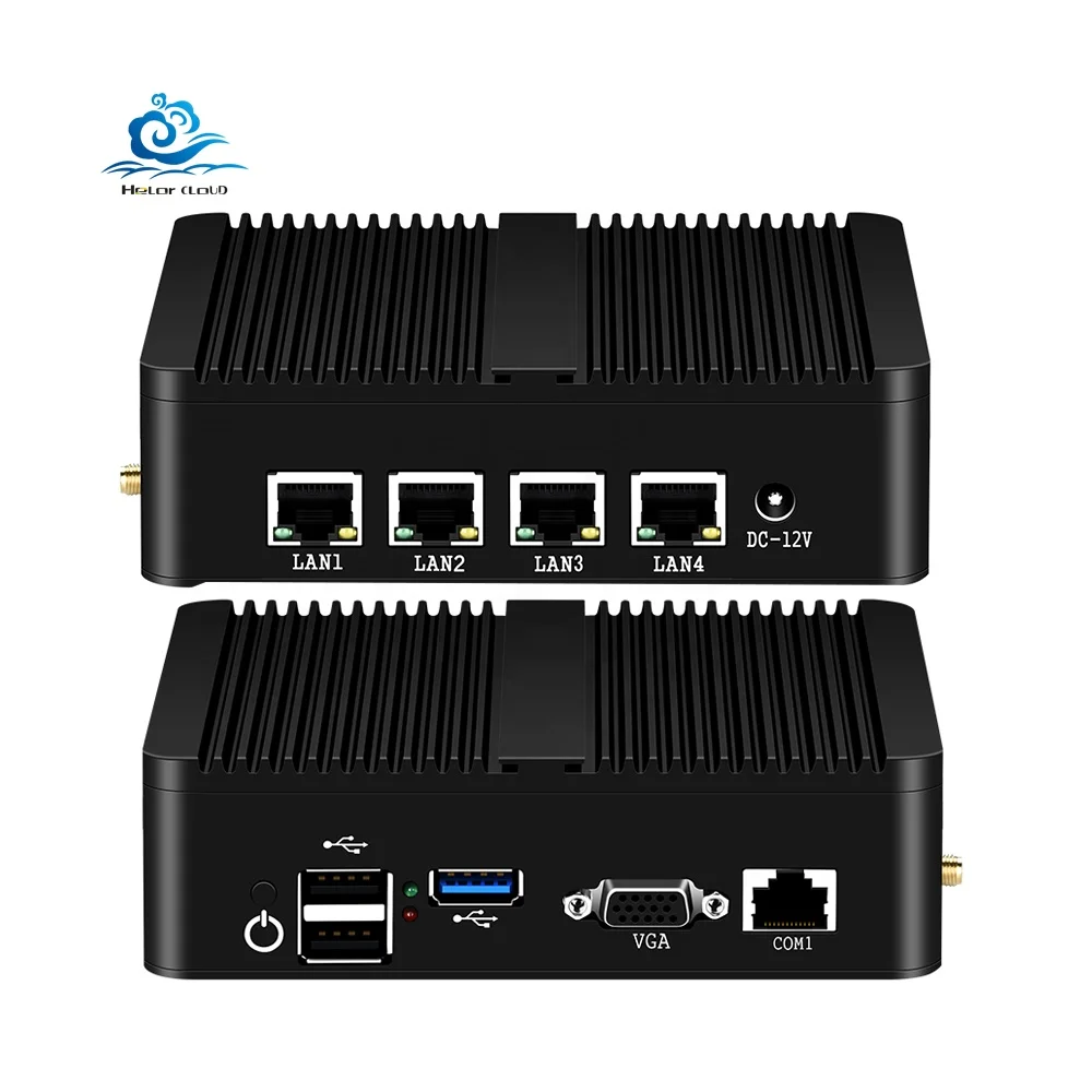 Мини-ПК HelorPC, компьютер Ce-leron N2810, оптовая продажа, 4-гигабитный Ethernet-Lan RJ45 COM, порт Pfsense Linux, брандмауэр, мягкий маршрутизатор