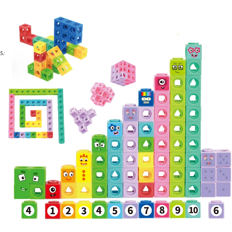 Kids DIY Creative Early Educational Building Blocks Learning Mathematics Tool Playing Cubes Blocks for Children