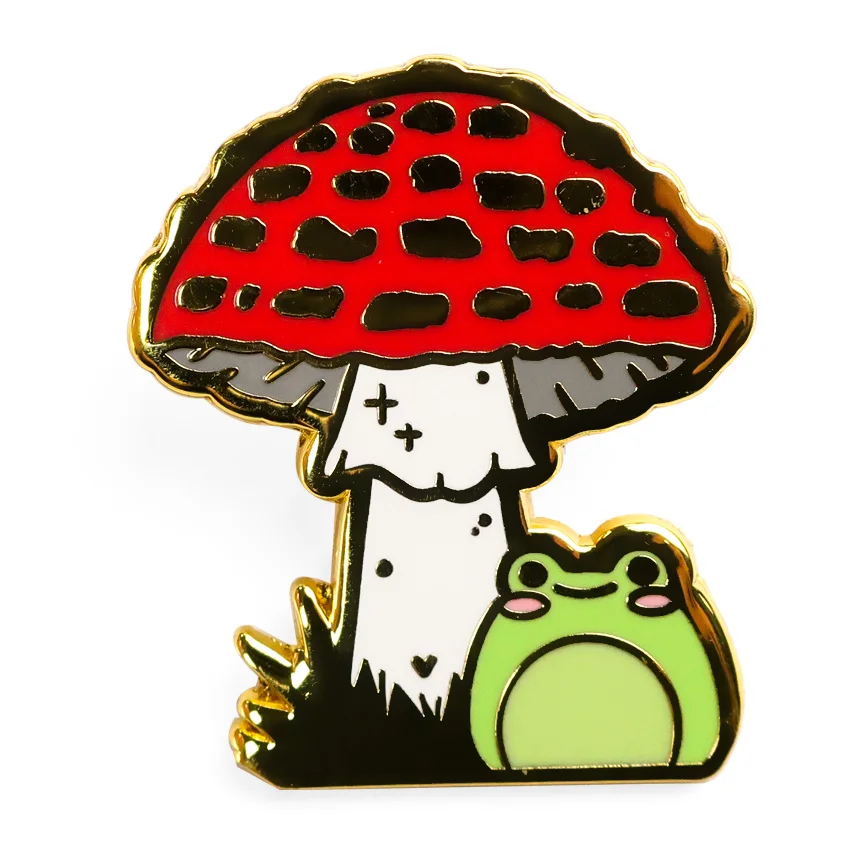 Custom vegetable hard enamel pins cute mushroom collection funny brooches lapel pin cartoon jewelry gift