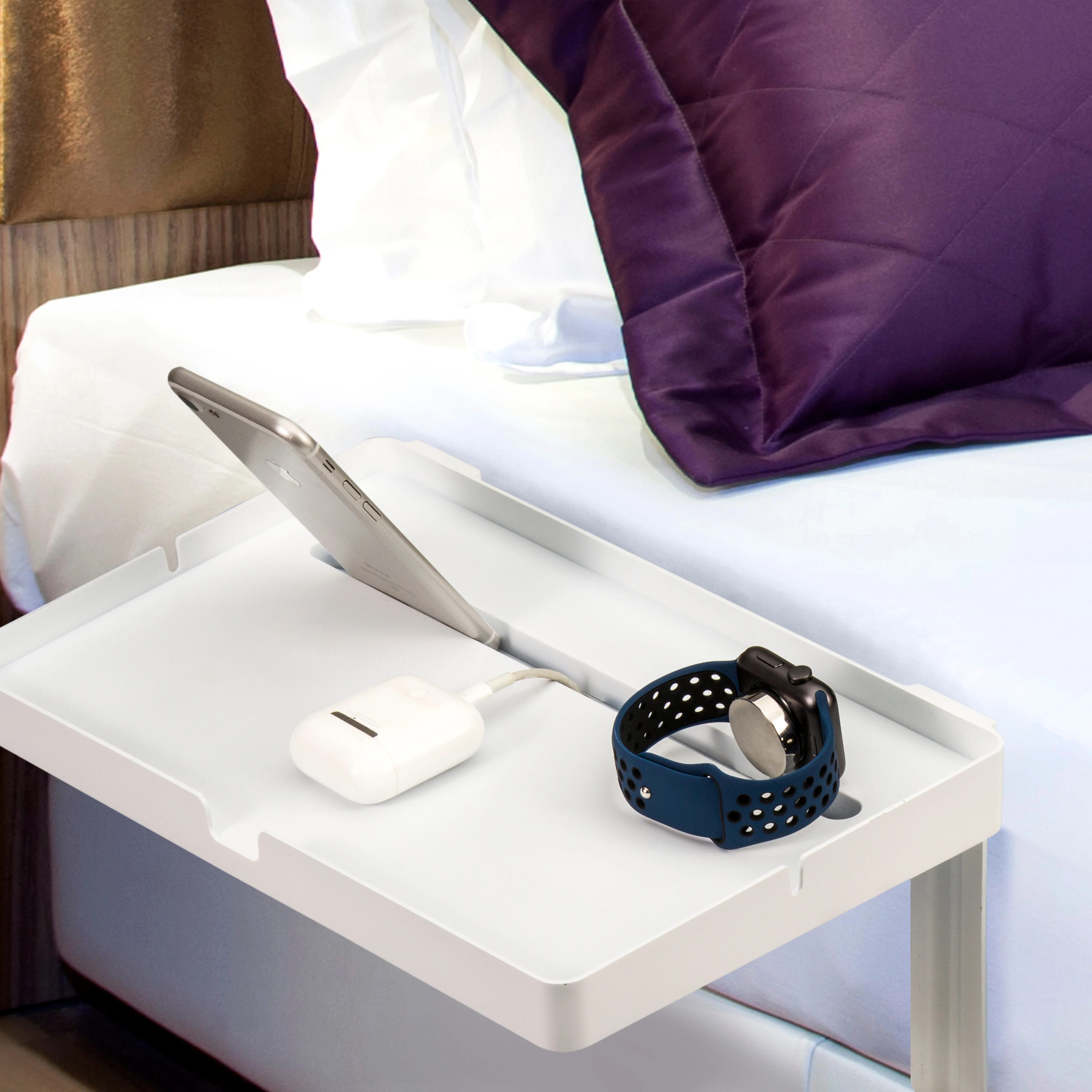 Portable  Multifunctional Computer Tray Desk on Bed Small Bedside Laptop Bed Table with phone holder for Bed