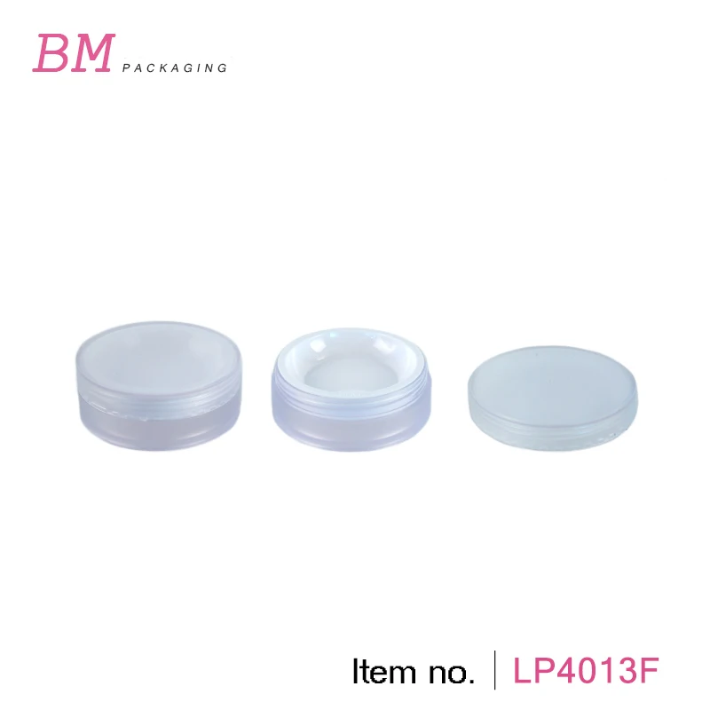 double layers mesh loose powder container AS material 8g small transparent frosted plastic loose powder jar with sifter