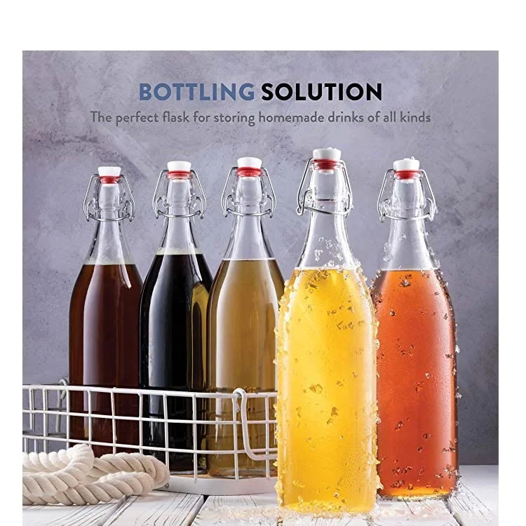 1000 мл прозрачная поворотная крышка стеклянная бутылка для пива сока Kombucha