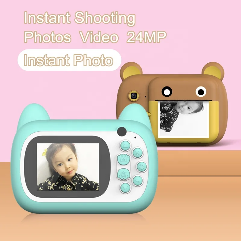 Принтом «камера» для детей игрушки От 3 до 9 лет девочек 1080P IPS 2 4 дюймовым HD монитором под управлением на день рождения ясельного возраста камера