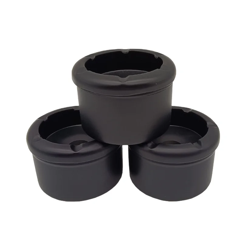 Customized outdoor metal cigar ashtray round portable fly-ash proof car ashtray with flower patterns