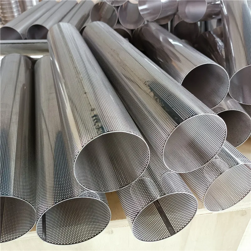 Round Hole and Square Hole Stainless Steel Perforated Metal Mesh Cylinders filter pipe