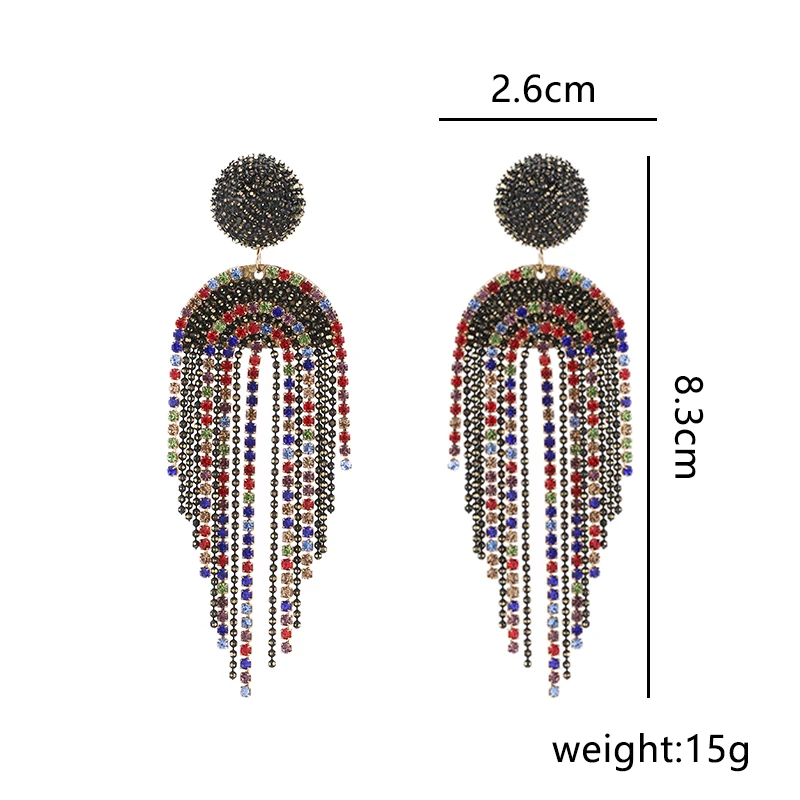 2023 Elegant Long Tassel Rhinestone Dangle Earrings Beads Crystal Handmade Statement Earring For Women Jewelry Party