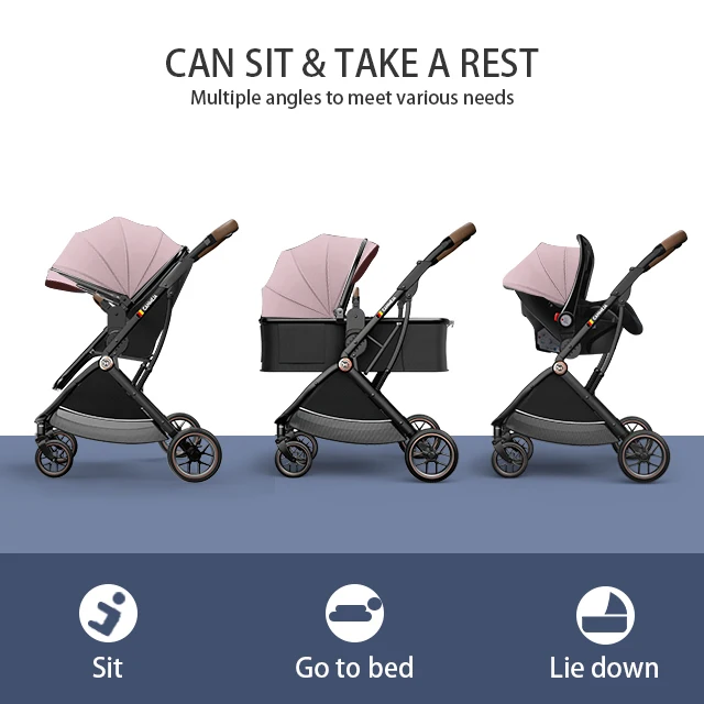 Luxury Baby Stroller High View Baby Pram Carrier Chinese Supplier Directly Sale 3 in 1 Leather Custom OEM Customized Frame Logo