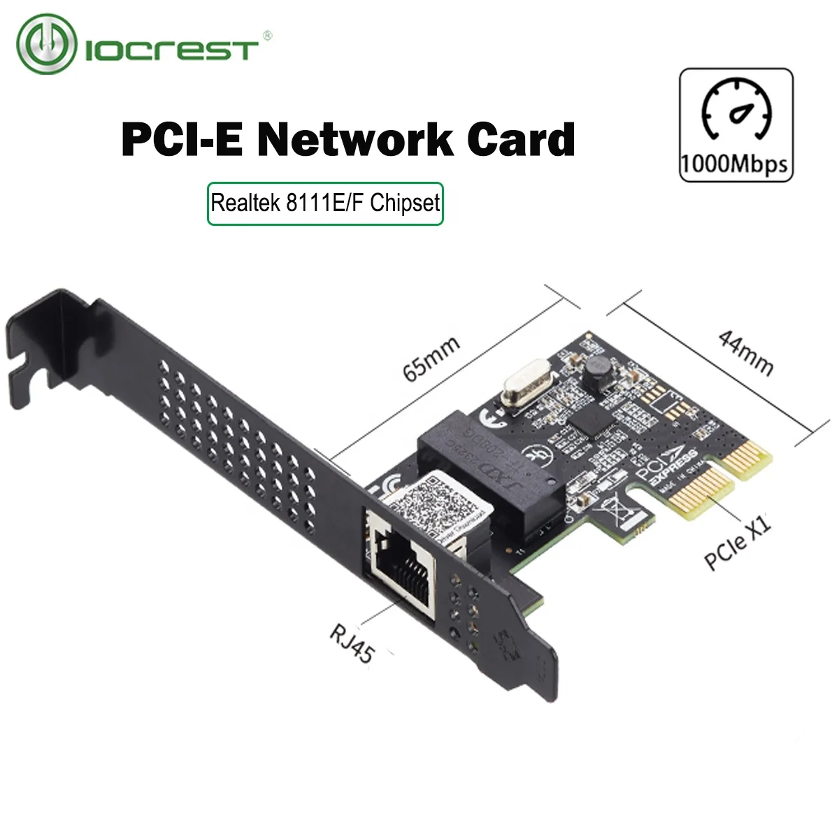 IOCREST 1000mbps Single Port Gigabit Ethernet PCI Express Wired Network Card RJ45 Port Lan Adapter NIC Realtek 8111 Chipset
