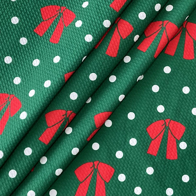 Custom Digital Printed Christmas Green 95% Polyester 5% Spandex Liverpool Bullet Stretch Knitted Fabric by the Yard for Bows