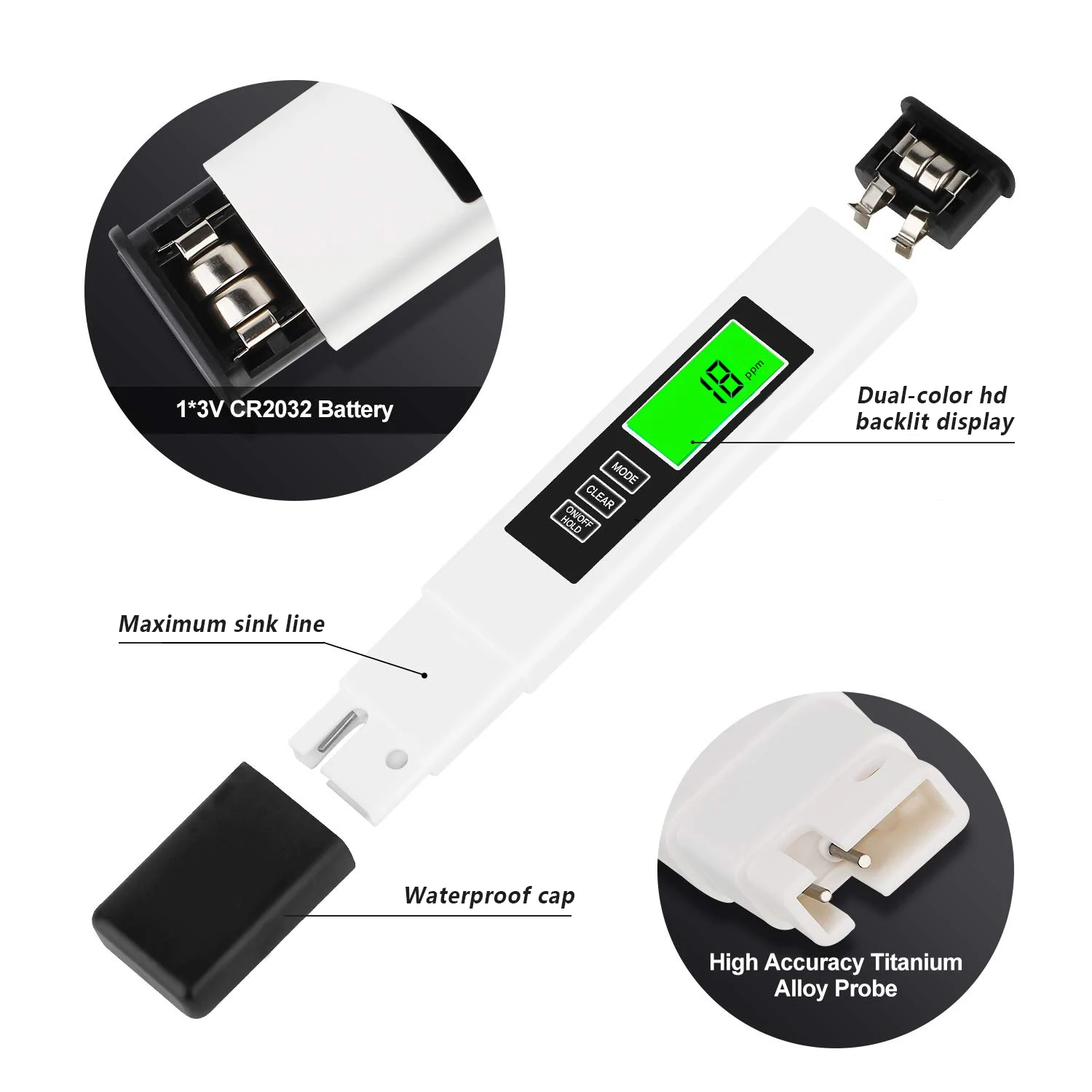 Digital 3 in 1 TDS Meter Ec Temperature Meter with Backlight for Water Quality Testing