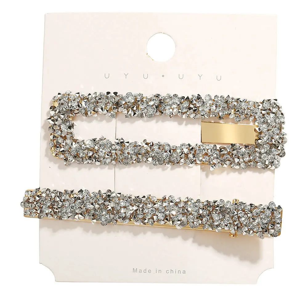2pcs/set New 2021 Korean Fashion Hair Clips Golden Rhinestone Hairpins For Women Outdoor Hair Accessories