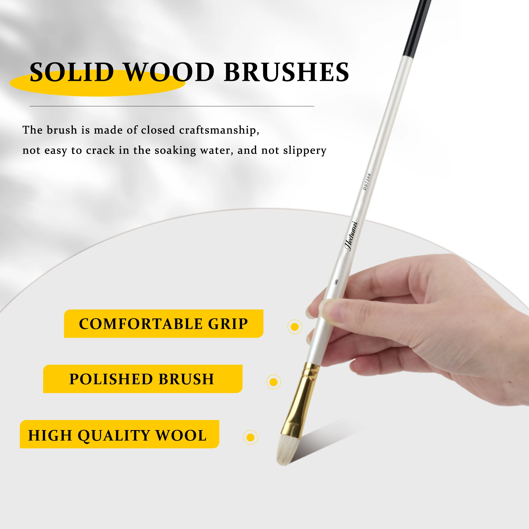Wholesale 6PCS Oil Acrylic Painting Brushes Wool Hair Watercolor Artist Paint Brush Set