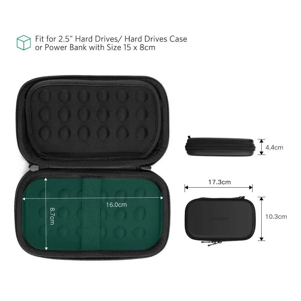 High quality hard shell shockproof portable USB cable external EVA hard drive storage case zipper tool case bag