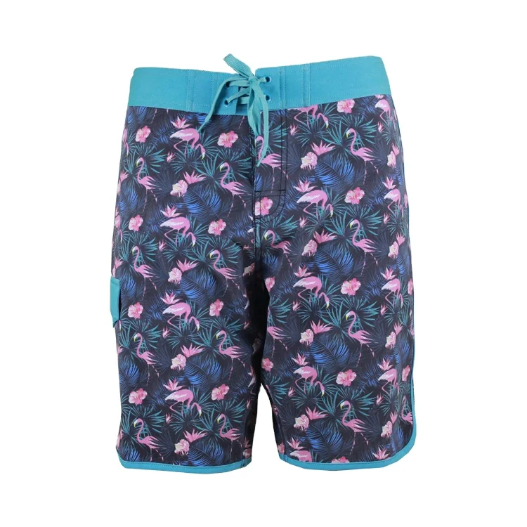 Pocket Board Shorts Print Mid OEM Service 4 Way Stretch Fabric Casual Hot Sale Custom Design Quick Dry Waterproof Drawstring