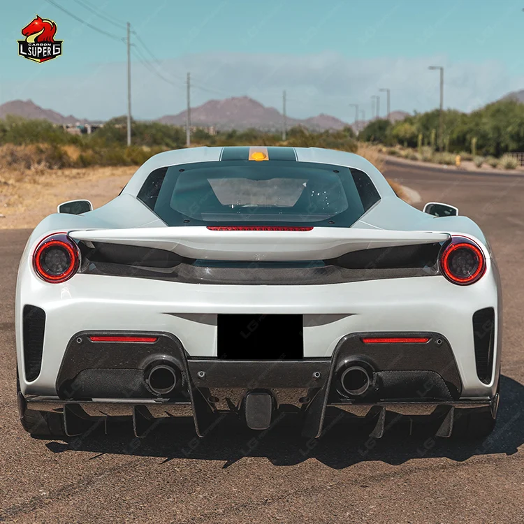 For Ferrari 488 GTB upgrade P style front rear bumper hood side skirts Body kits