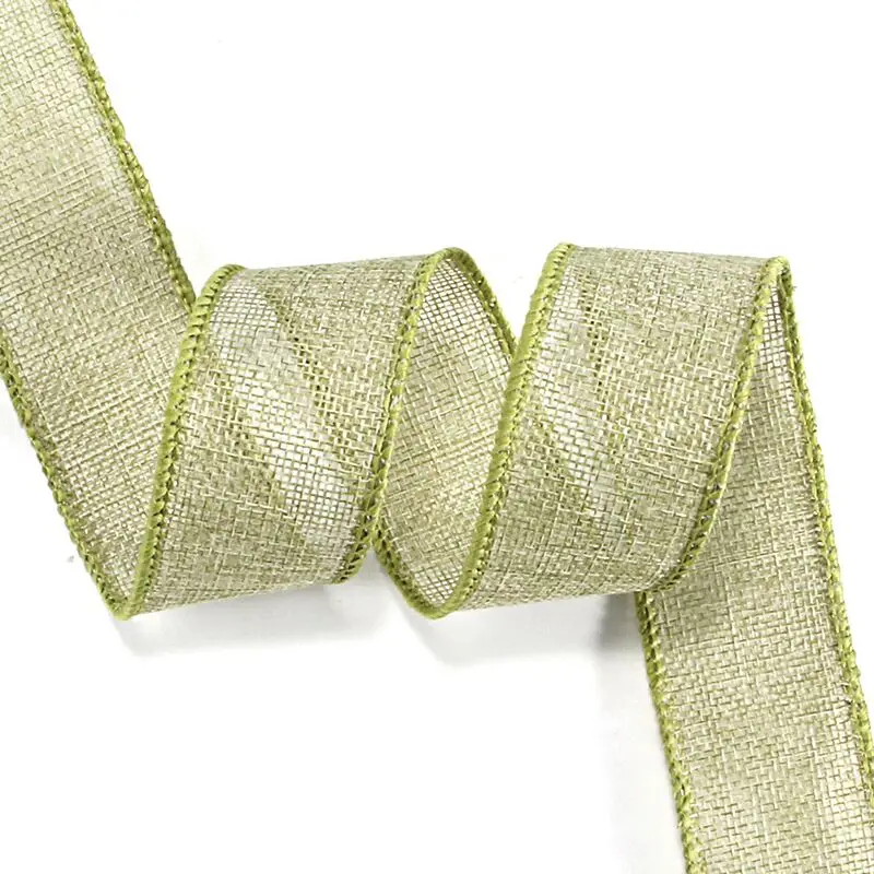 1.5 inch wholesale colorful jute linen ribbon burlap wired christmas small packing 10 yards ribbon