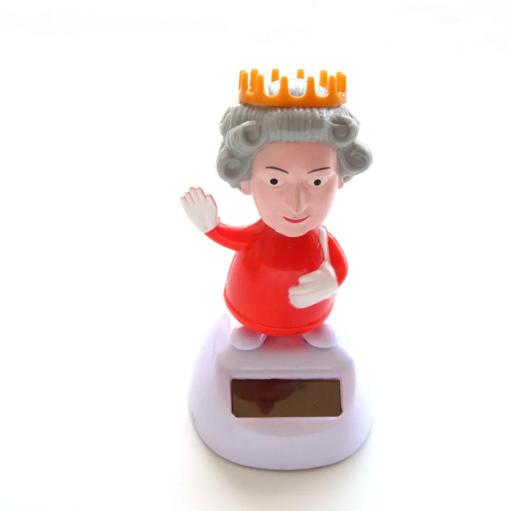 Wholesale custom British Queen design car decoration solar powered dance doll