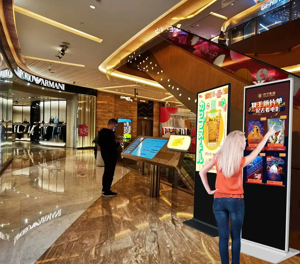 55 Inch Floor Standing Smart Kiosk Lcd Advertising Display Players Interactive Panel Touch Screens Kiosk Digital Signage