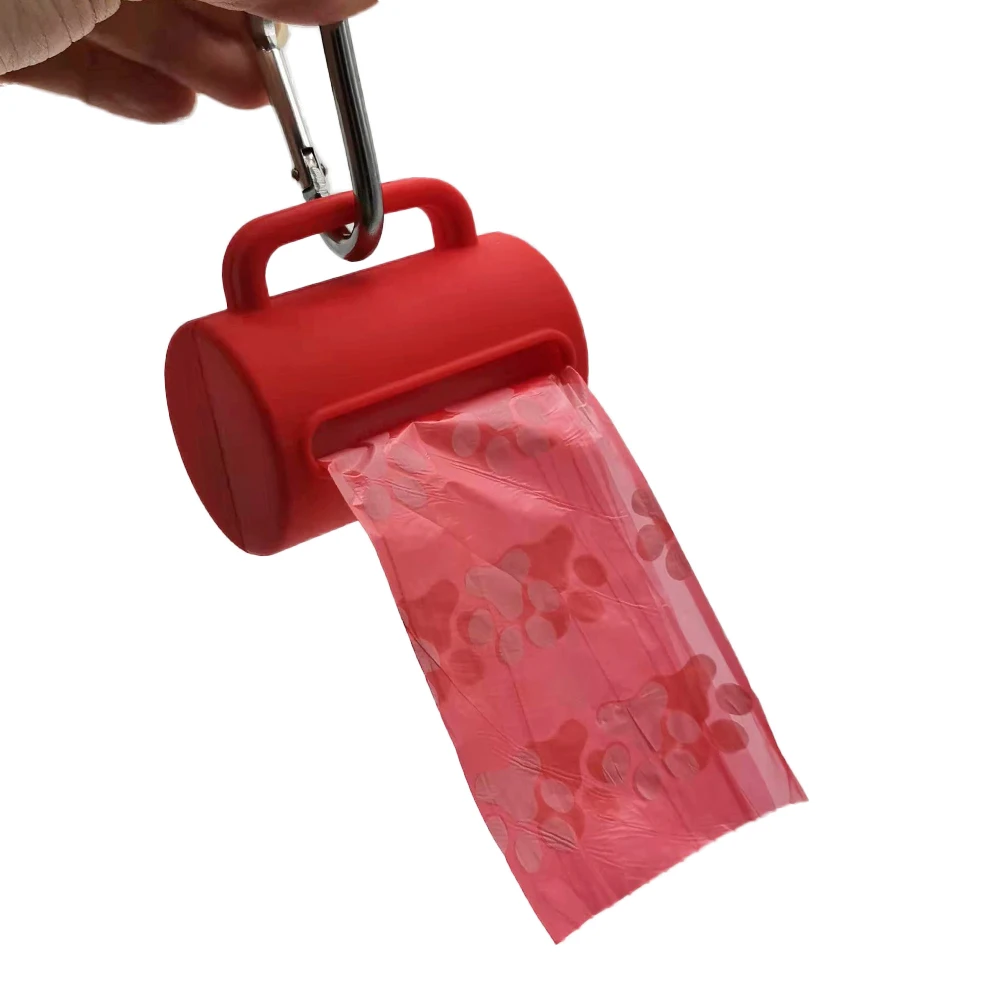 Custom Eco- Friendly silicone dog poop bag holder waste bag dispenser bag roll container carrier pouch