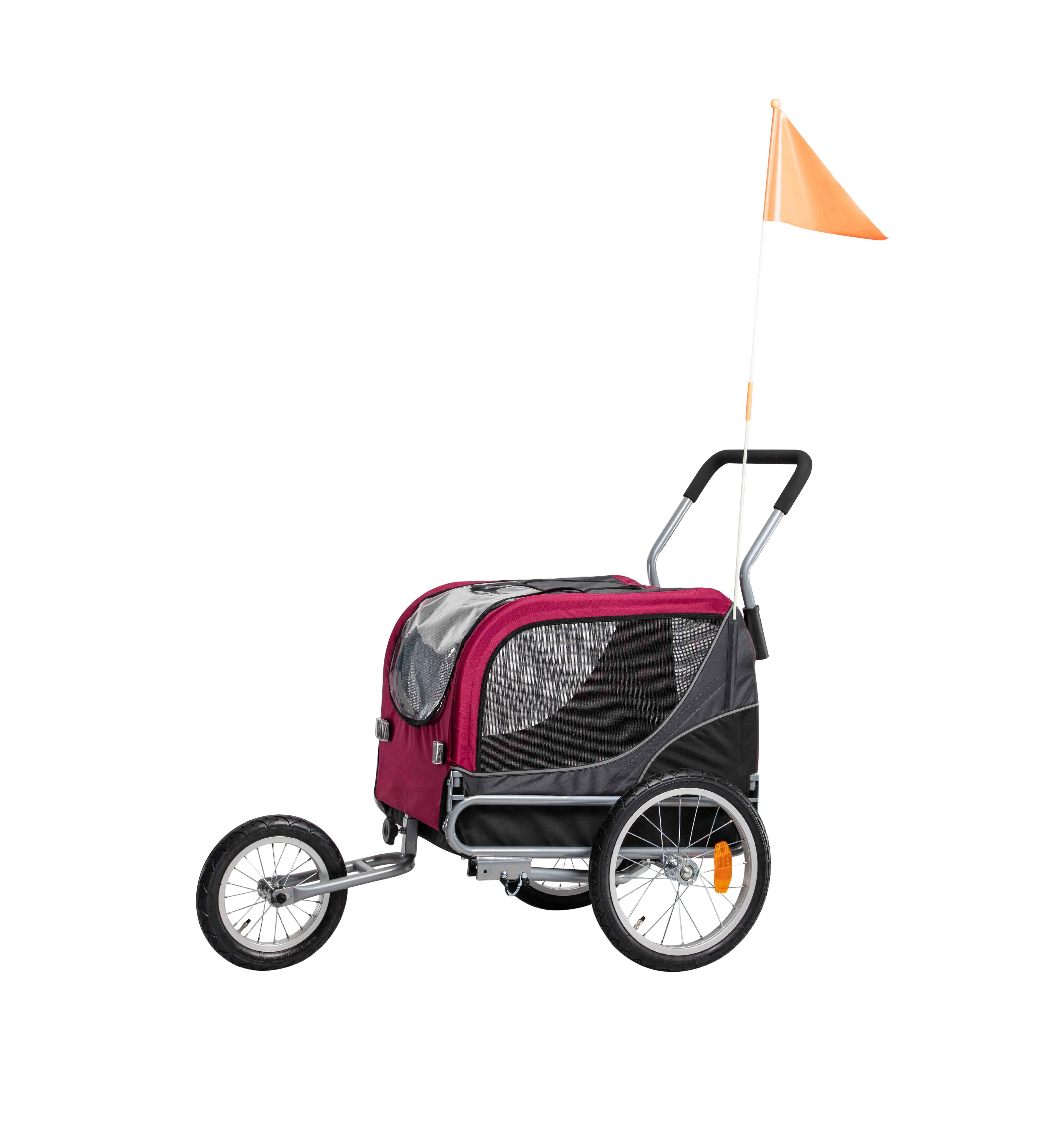 Chinese factory sell pet stroller bike trailer with handle bar, pet bicycle trailer for middle dog