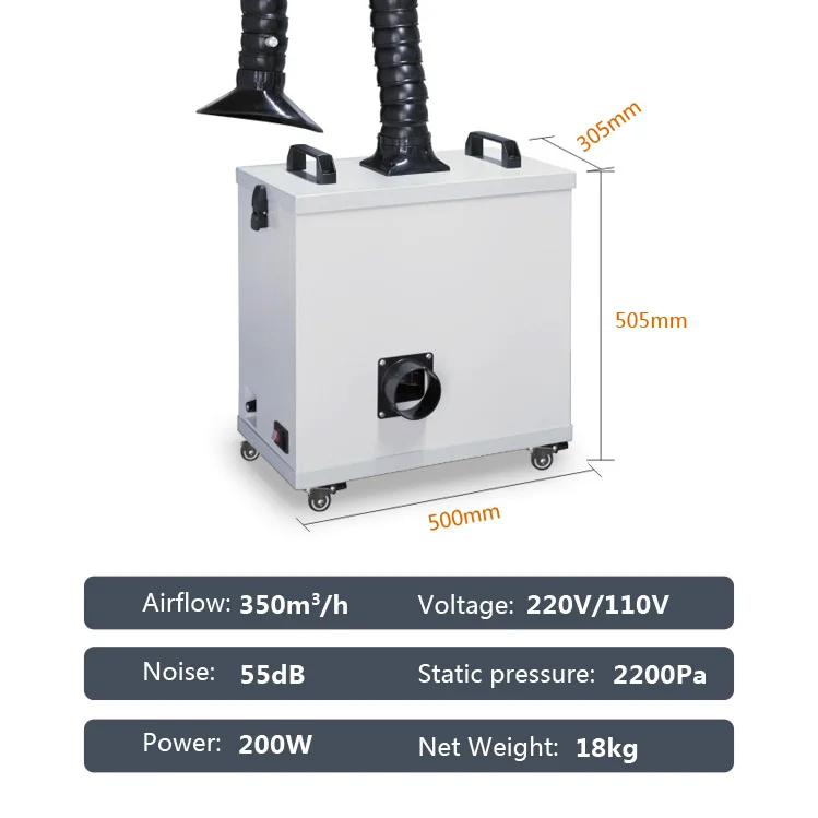 Large Airflow Smoke Extractor Filter Fiber Co Laser Grinding Dust Fume for Lathe Machine