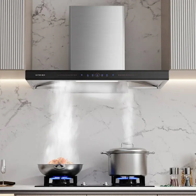 D25 Big suction smart home electric appliance factory hot selling kitchen smoke extractor fan cooker range hoo