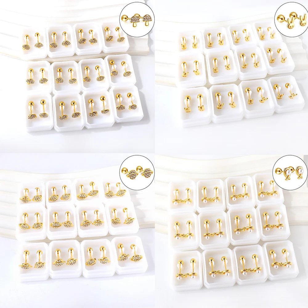 Customized 18K PVD Gold Plated Stainless Steel Fashionable Pearl Earrings Creative Studs Earings For Women Gold Plated Jewelry