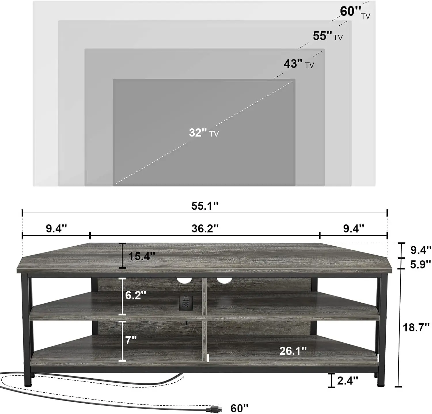 Modern Home Living Room TV Stand Simple Wooden TV Cabinet with 3 Shelves