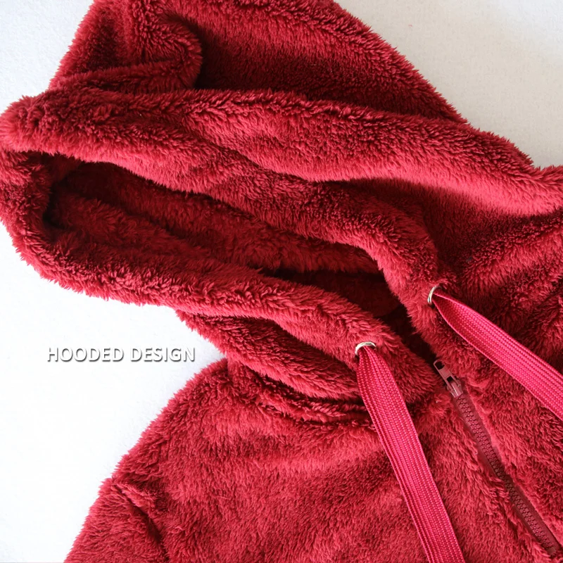 Hight Quality 280GSM Heavy Fabric Oversized Sherpa Wool Fluffy Hoodies Sweatshirt for Women