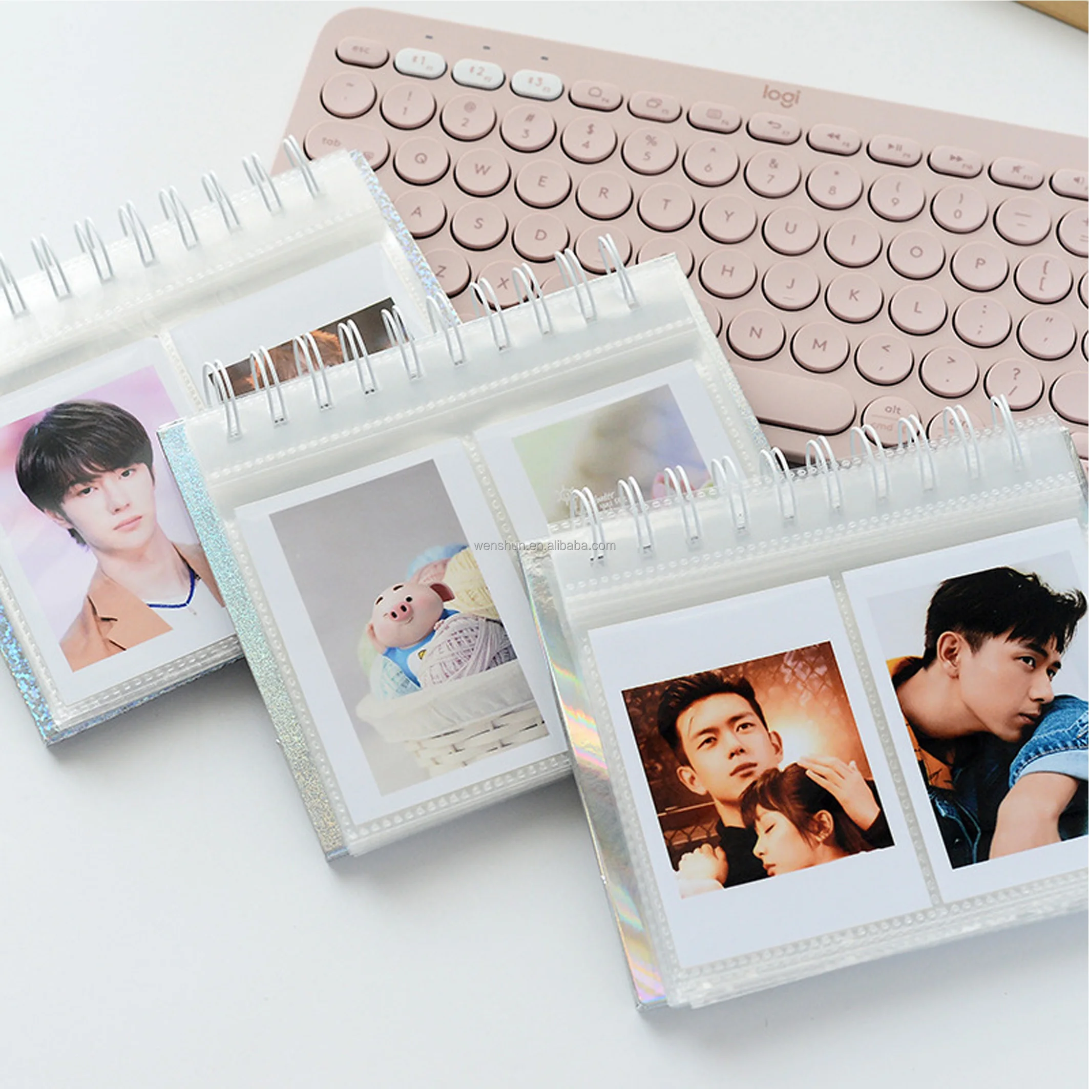Desktop Photocard Binder Display Mini Photos Album Desk Calendar Standing with Pockets for Photos