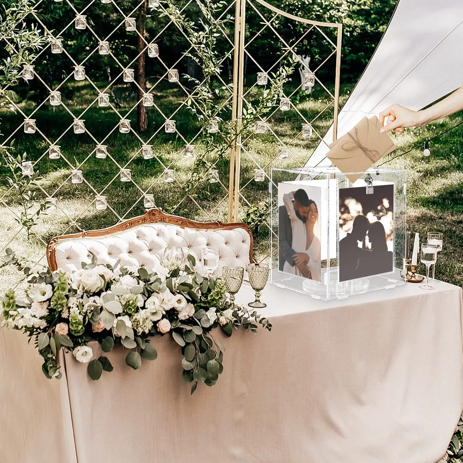 Acrylic Wedding Card Box with Sign, Clear Acrylic Wishing Well Wedding Card Box With Slot Wedding Reception Anniversary