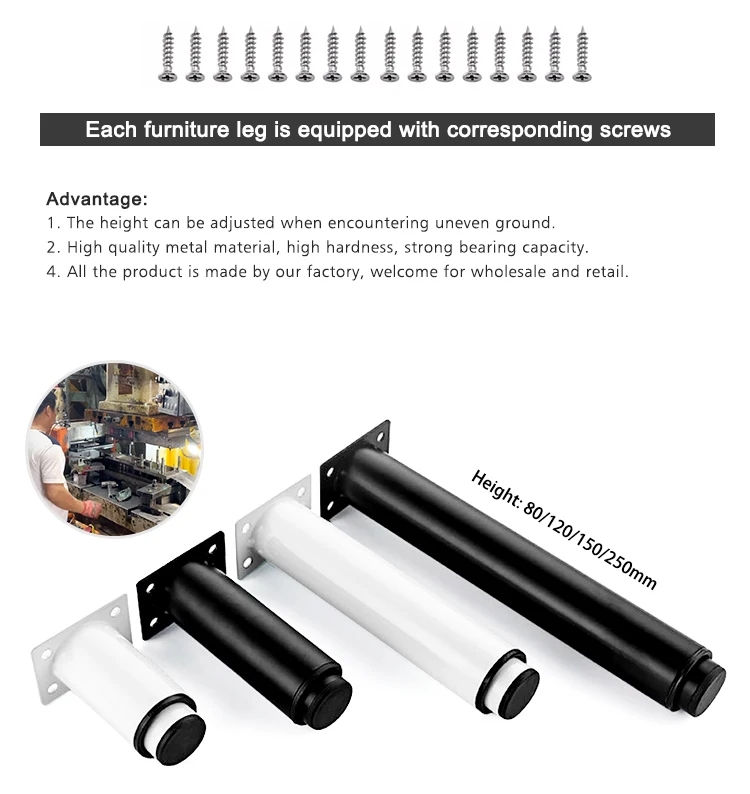 Hot Selling Round Stand Sofa Legs Adjustable Stainless Steel Kitchen Cabinet Feet