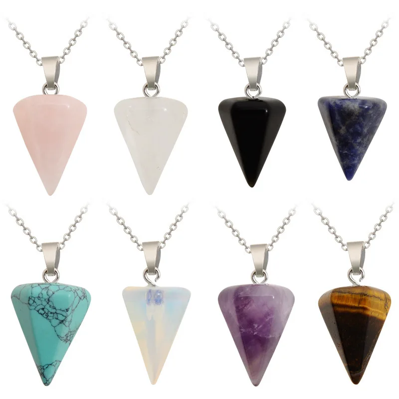 Reiki Pendulum Natural Stone Amulet Healing Crystal Pendant Meditation Hexagonal Pendulum