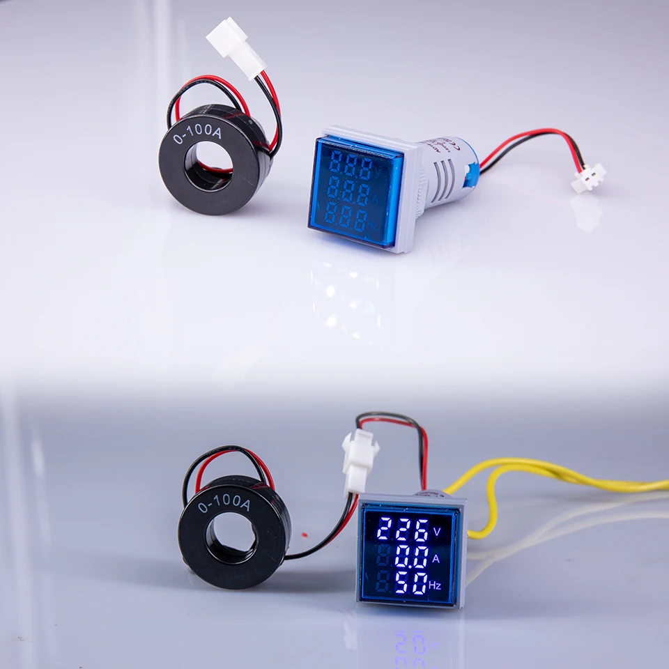 3in1 22 мм цифровой вольтметр Амперметр постоянного тока 60-500V 0-100A Гц переменного тока частотомер индикатор Новый цифровой Напряжение Ампер Led20-75Hz