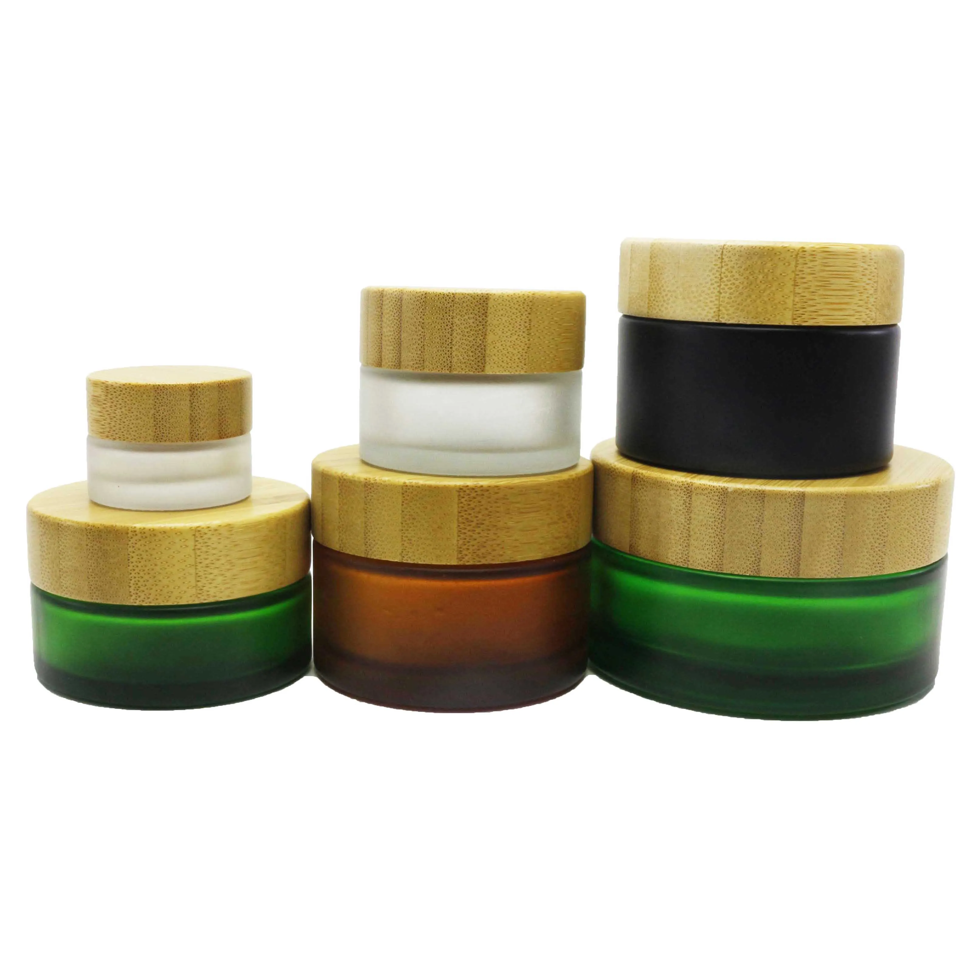 wide mouth glass jar bamboo lip balm container BJ-888C