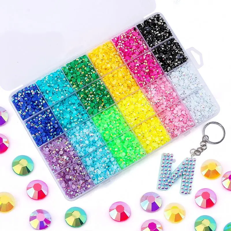
4mm 19200pcs Mixed Colors Crystal Candy Stone Resin Clear Ab Rhinestones Flat Back Acrylic for DIY Nail Bags Art Crafts 