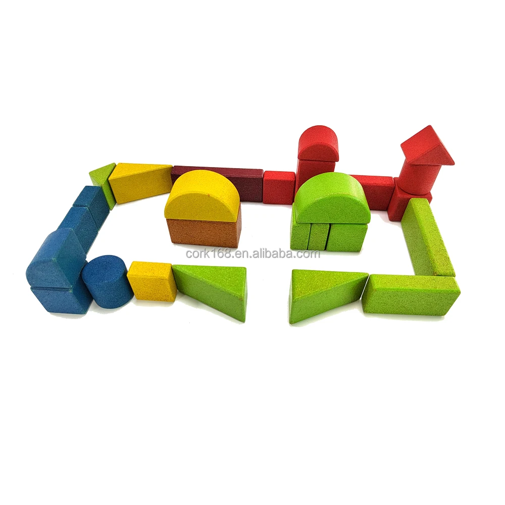 2022 colored cork diy building blocks educational toys