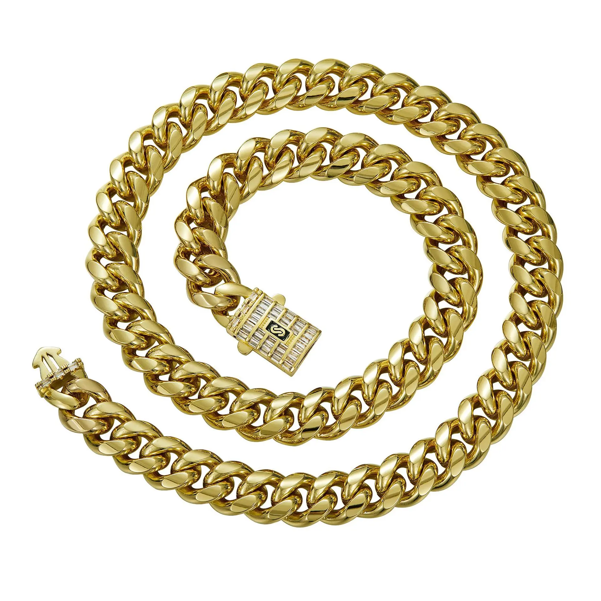 wholesale supplier 6mm 8mm 10mm 12mm 14mm 316l stainless steel gold miami cuban link chain 14k real gold