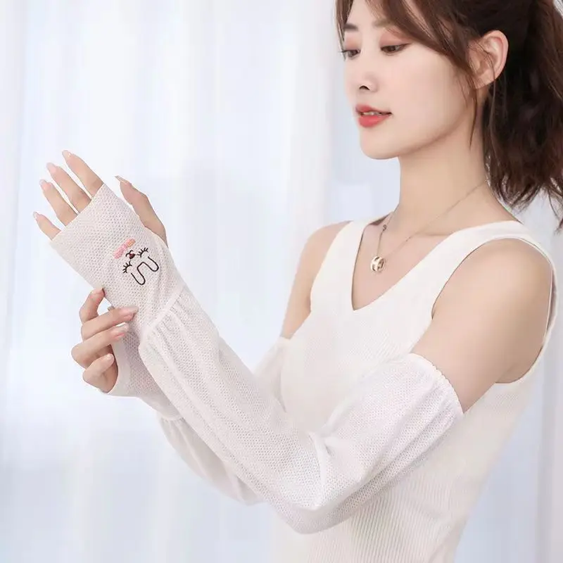 Support Sample Manufacturer Summer Sun-proof Breathable Polyester Rabbit Thin MittensFor Women