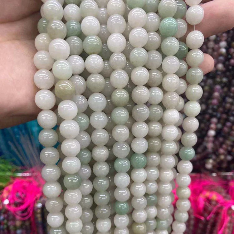 Natural  Wholesale Green Emerald Jadeite Loose Round 6/8/10mm Beads Strand Jade she taicui