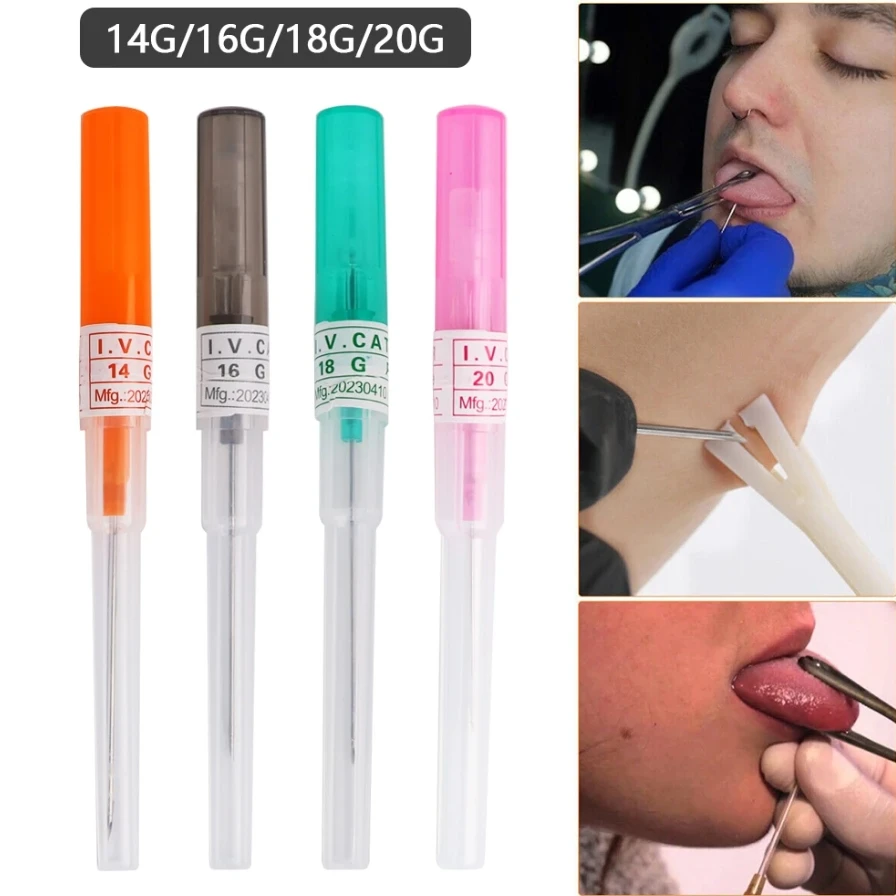 Sterile Disposable Piercing Needles Body Piercing Tool Ear Nose Mouth Navel Tattoo Needles Kit 14G 16G 18G 20G 22G