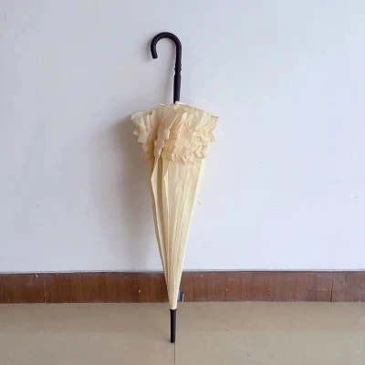 19 Inches Woman Pagoda Parasol Wedding Umbrella with Large Lace