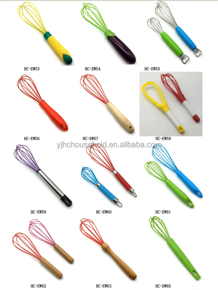 Colorful Manual silicone egg Whisk with Plastic handle / Silicone kitchen whisk