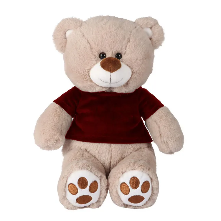 Newest cheap sublimation plush teddy bear t shirts Custom printed LOGO Cute stuffed soft plush toy teddy bear wholesale