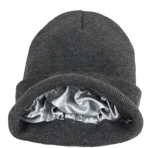 mens womens soft satin 100 silk inside lined logo winter knitted caps hats beanies with satin silk lining