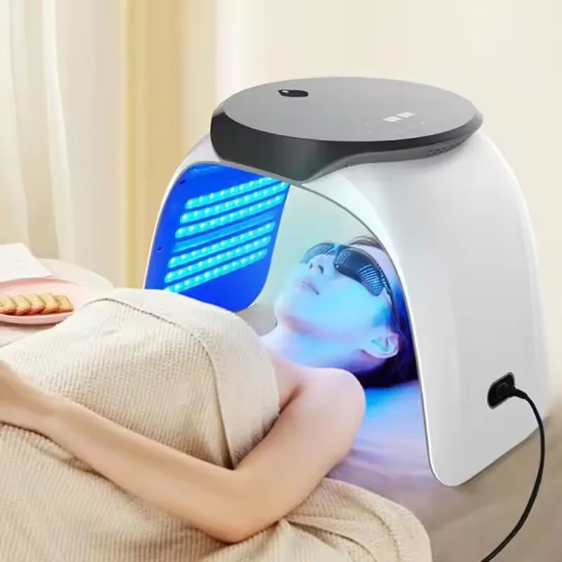 New 7 Color Skin Tightening Nano Spray Facial Panel Face Mask PDT LED Light Therapy Device With Hot And Cold Steamer
