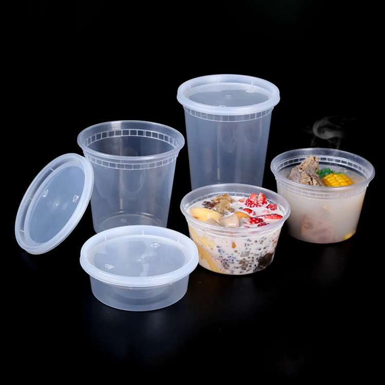 Hot Sale 8oz 12oz 16oz 24oz 32oz round deli food container Storage Containers with Lids Leakproof Disposable PP Plastic bucket