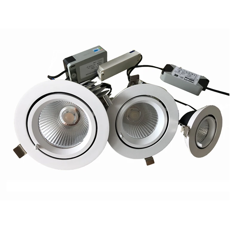 Recessed Gimbal downlight Cut size 75mm 90mm CRI90 95 3000k 4000k 6000k 3inch 12w  20W 30w COB LED downlight
