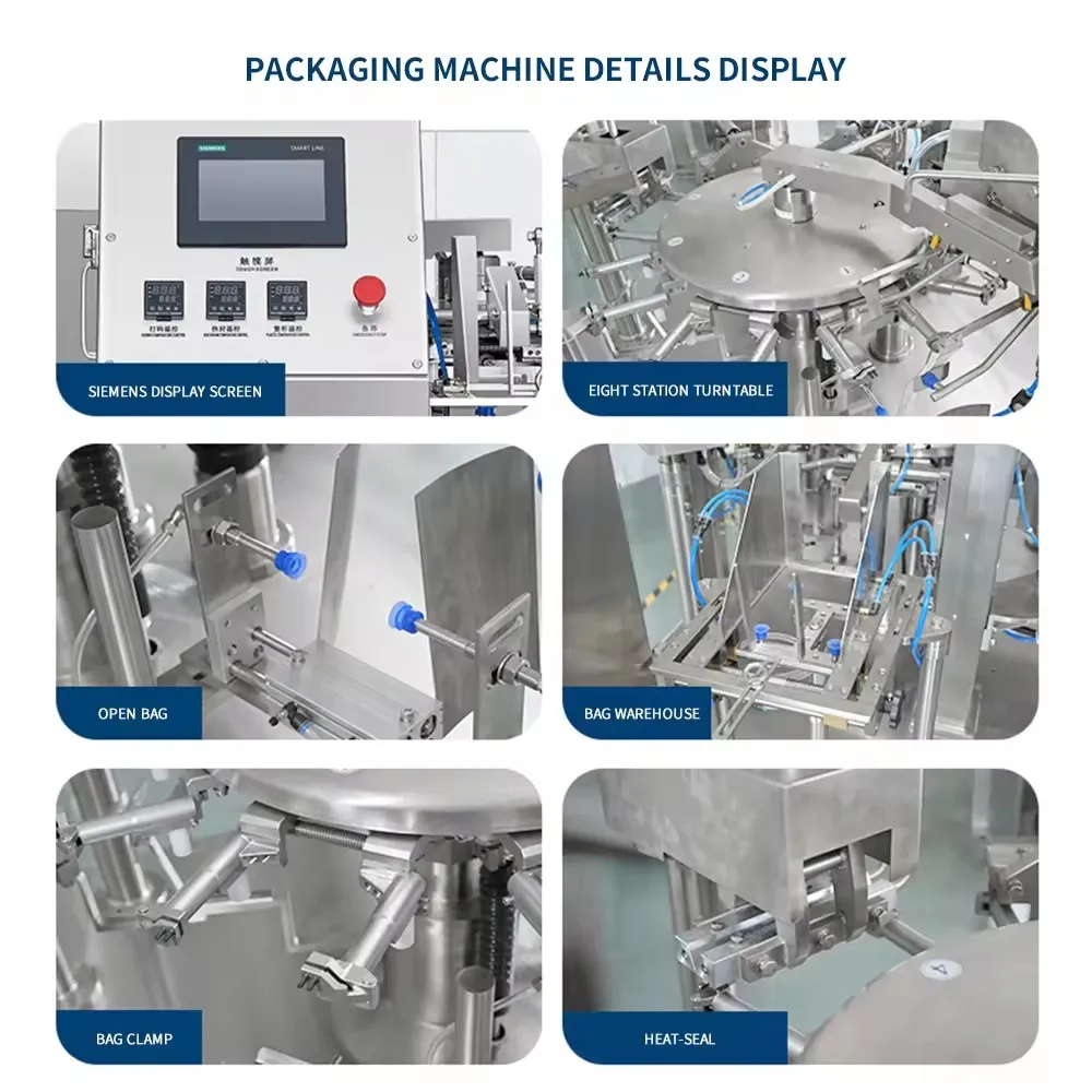 Fully Automatic Granule Doypack Packaging Machines Beef Jerky Pouch Packing Bagging Machine